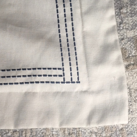 Signature Madison Park Euro Pillow Sham Linen Color with Blue Stitched Border - Picture 3 of 5